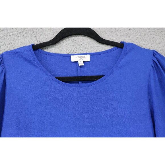 Umgee Royal Blue Bohemian Large Bell Mesh Trim Sleeves Top-Size Small - Picture 4 of 9